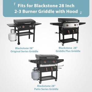 SHINESTAR Griddle Cover for Blackstone 28 Inch Griddle with Hood, Heavy Duty Waterproof 5483 Premium Flat Top Gas Grill Cover with Large Air Vent and Click-Close Straps, Black