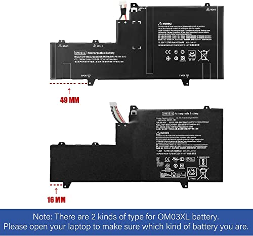 HBFVG OM03XL 863167-171 863167-1B1 863280-855 HSN-I04C HSTNN-IB70 HSTNN-IB7O Laptop Battery Replacement for HP EliteBook x360 1030 G2 Series (11.55V 57Wh)(16mm)