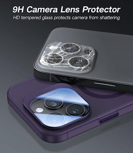 VOFATA for iPhone 14 Pro Case with Metal Camera Stand [Built-in 9H Camera Lens Protector][Compatible with Magsafe] Military Grade Shockproof Translucent Matte Magnetic Phone Case 6.1",Purple