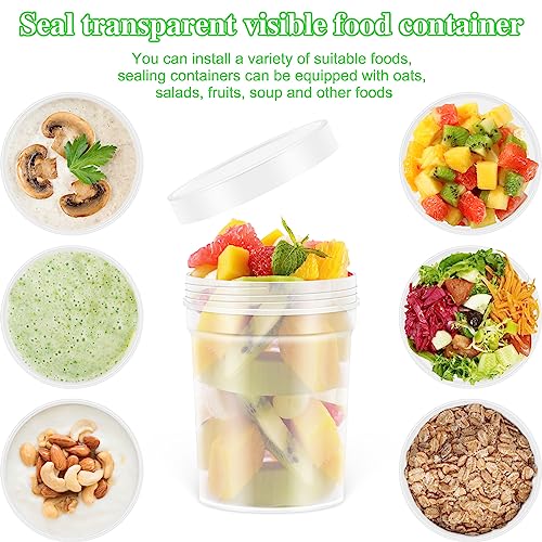 LEAWALK 32 oz Deli Food Storage Containers with Screw on Lids, Reusable BPA Free Plastic Freezer Soup Overnight Oats Containers With Lids, Leak Proof, Stackable, Microwave Dishwasher Safe -12 Pack