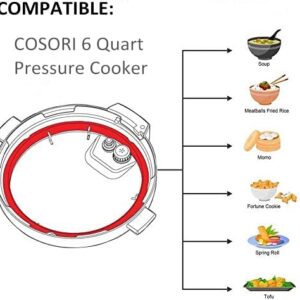 Silicone Sealing Ring for COSORI 6 Quart Electric Pressure Cooker 100% Silicone Replacement Gasket Seal Rings for 6 Qt COSORI Rice Slow Cookware Accessories 2-Pack