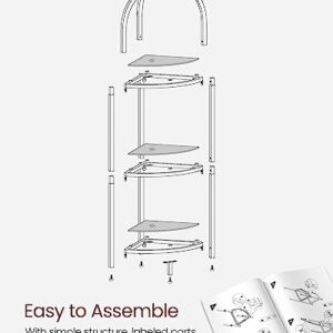 VASAGLE 3-Tier Corner Shelf Stand, Corner Bookshelf, Bathroom Organizer, Plant Stand, Tempered Glass, Steel Frame, Modern Style, for Living Room, Bathroom, Kitchen, Classic Black ULGT811B61