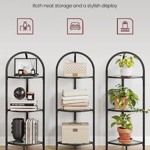 VASAGLE 3-Tier Corner Shelf Stand, Corner Bookshelf, Bathroom Organizer, Plant Stand, Tempered Glass, Steel Frame, Modern Style, for Living Room, Bathroom, Kitchen, Classic Black ULGT811B61