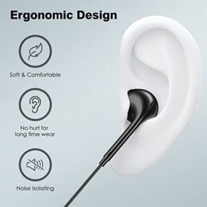 Earbuds Wired with Microphone: 5 Packs in-Ear Headphones, Heavy Bass Stereo Noise Isolating, Earphones Compatible with iPhone and Android Devices, iPad, MP3, Fits All 3.5mm Interface Devices