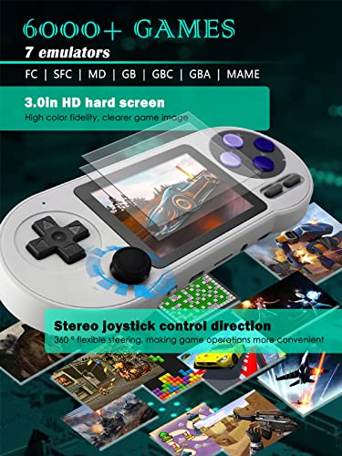 Fadist Handheld Game Console, Portable Retro Game Console, Built in 6000+ Classic Games,3.0 inch IPS Screen,Support for 2 Player,Connecting to TV， Ideal Gift for Kids, Adult, Friend, Lover