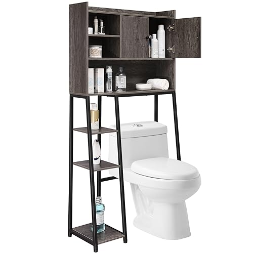 FLYZC Over The Toilet Storage Cabinet, Over Toilet Bathroom Organizer with Toilet Paper Holder Stand, Bathroom Storage Cabinet Over Toilet, Over Toilet Storage Shelf Rack for Bathroom Storage