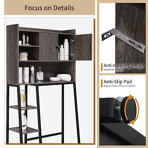 FLYZC Over The Toilet Storage Cabinet, Over Toilet Bathroom Organizer with Toilet Paper Holder Stand, Bathroom Storage Cabinet Over Toilet, Over Toilet Storage Shelf Rack for Bathroom Storage