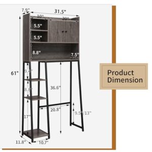 FLYZC Over The Toilet Storage Cabinet, Over Toilet Bathroom Organizer with Toilet Paper Holder Stand, Bathroom Storage Cabinet Over Toilet, Over Toilet Storage Shelf Rack for Bathroom Storage