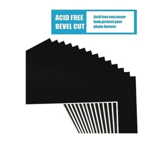 Egofine 5x7 Black Picture Mats Pack of 14, Frame Mattes for 4x6 Pictures,Acid Free, 1.2mm Thickness,with Core Bevel Cut