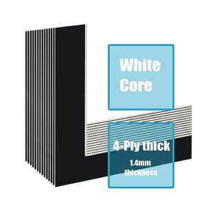 Egofine 5x7 Black Picture Mats Pack of 14, Frame Mattes for 4x6 Pictures,Acid Free, 1.2mm Thickness,with Core Bevel Cut