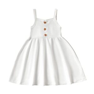 romperinbox dress for baby girl infant toddler girls summer casual dresses strap sleeveless backless beach sundress 6m-3t(white,12-18 months)