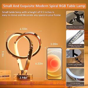 airnasa Modern Table Lamps, Touch Control Dimmable LED Spiral Table Lamp, 7 Colors 10 Light Modes Small Bedside Lamp, Modern Nightstand Lamp for Living Room Bedroom, Unique & Cool Lamps for Gift