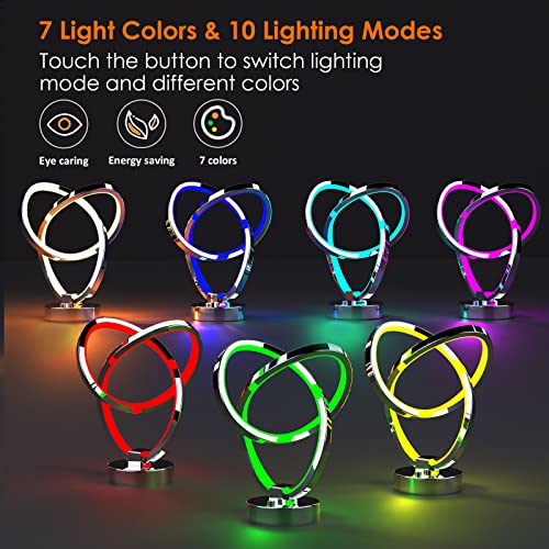 airnasa Modern Table Lamps, Touch Control Dimmable LED Spiral Table Lamp, 7 Colors 10 Light Modes Small Bedside Lamp, Modern Nightstand Lamp for Living Room Bedroom, Unique & Cool Lamps for Gift