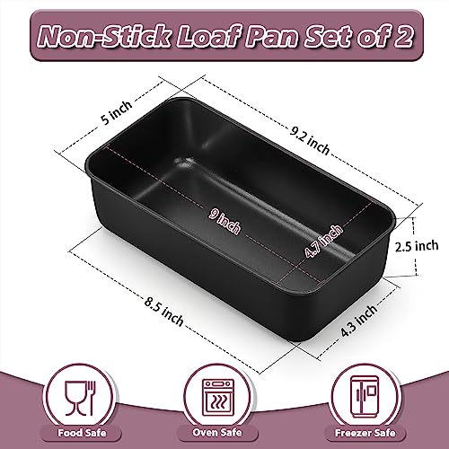 P&P CHEF Non-stick Loaf Pan Set of 2, 9 x 5 Inch, Stainless Steel Cored Bread Pan Tin for Homemade Bread/Meatloaf/Lasagna/Pound Cake, Easy Release & Easy Clean, Nontoxic & Durable