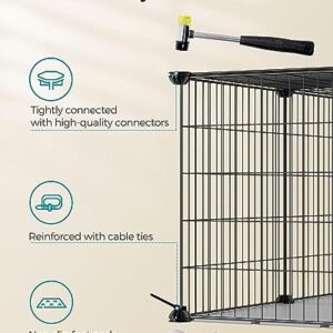 SONGMICS Small Animal Playpen, Pet Cage with Top and Base, 2 Doors, Easy to Clean, Metal Wire Guinea Pig Pen for Hamsters, Hedgehogs, L, 32.5 x 16 x 16 Inches, Black ULPI009B01