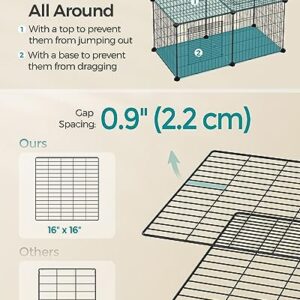 SONGMICS Small Animal Playpen, Pet Cage with Top and Base, 2 Doors, Easy to Clean, Metal Wire Guinea Pig Pen for Hamsters, Hedgehogs, L, 32.5 x 16 x 16 Inches, Black ULPI009B01