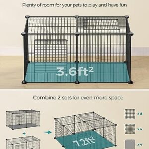 SONGMICS Small Animal Playpen, Pet Cage with Top and Base, 2 Doors, Easy to Clean, Metal Wire Guinea Pig Pen for Hamsters, Hedgehogs, L, 32.5 x 16 x 16 Inches, Black ULPI009B01