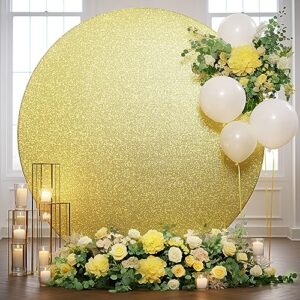 Gold Round Backdrop Cover 7.2ft Sequin Circle Backdrops Curtain Photo Backdrop Arch Covers for Wedding Party Baby Shower Bridal Shower Photography Birthday Prom Background Decorations