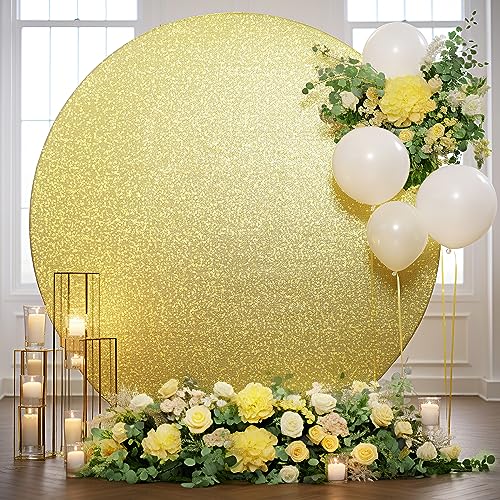 Gold Round Backdrop Cover 7.2ft Sequin Circle Backdrops Curtain Photo Backdrop Arch Covers for Wedding Party Baby Shower Bridal Shower Photography Birthday Prom Background Decorations