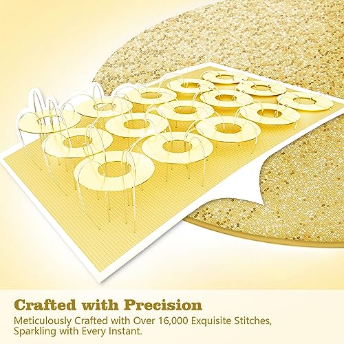 Gold Round Backdrop Cover 7.2ft Sequin Circle Backdrops Curtain Photo Backdrop Arch Covers for Wedding Party Baby Shower Bridal Shower Photography Birthday Prom Background Decorations