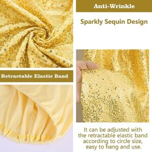 Gold Round Backdrop Cover 7.2ft Sequin Circle Backdrops Curtain Photo Backdrop Arch Covers for Wedding Party Baby Shower Bridal Shower Photography Birthday Prom Background Decorations
