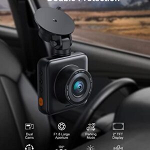 iZEEKER Dash Cam Front and Rear with SD Card 1080P Full HD Car Camera, Dual Dash Camera for Cars with Accident Recording, Parking Monitor, Night Vision, WDR