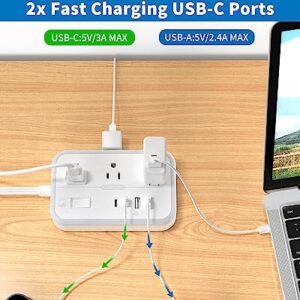 Flat Extension Cord 25 ft, NTONPOWER 2-Side Outlet Extender Surge Protector Power Strip with 6 Outlets 4 USB Ports, Mounted, Overload Protection for Indoor, Home, Office, Dorm Room Essentials