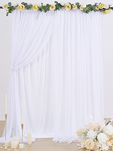 White Backdrop Curtains Sheer Tulle Backdrop for Parties 5ftx7ft Baby Shower Background for Wedding Party Ceremony Photo Backdrop