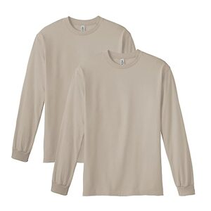 american apparel unisex long sleeve tee, style g1304, 2-pack, sand (2-pack), large