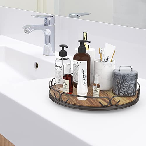 Lazy Susan Organizer, OPENICE 12 inch Wooden Lazy Susan Turnable for Cabinet Dinning Table Bathroom, Large Spining Organizer for Countertop