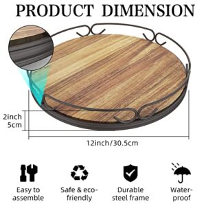 Lazy Susan Organizer, OPENICE 12 inch Wooden Lazy Susan Turnable for Cabinet Dinning Table Bathroom, Large Spining Organizer for Countertop