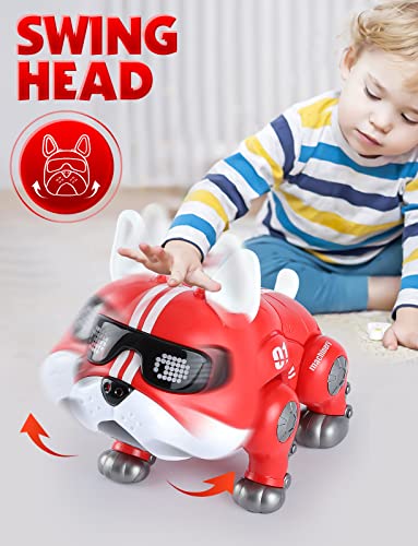 Robot Dog Toy Robotic Puppy Dog for Kids, Electronic Pets Bulldog for Kids 3-8, can Dance and LED Eyes, act Like a Real Dog, robo Dog Gifts and Kids Mate