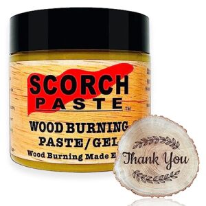 scorch paste - wood burning paste, wood burning gel marker for crafting & stencil wood burning, stable heat activated paste, accurately & easily burn designs on wood and arts - 3 oz