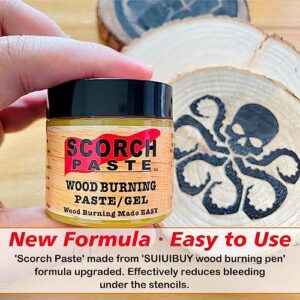 Scorch Paste - Wood Burning Paste, Wood Burning Gel Marker for Crafting & Stencil Wood Burning, Stable Heat Activated Paste, Accurately & Easily Burn Designs on Wood and Arts - 3 OZ