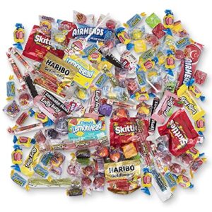 Candy Jar Filled With Your Favorite Party Mix, Blow Pops, Cherry Heads, Gold Bears, Laffy Taffy, Sour Punch, & More - 1.75 Pounds Gift Ready Clear Plastic Jar with Silver Lid