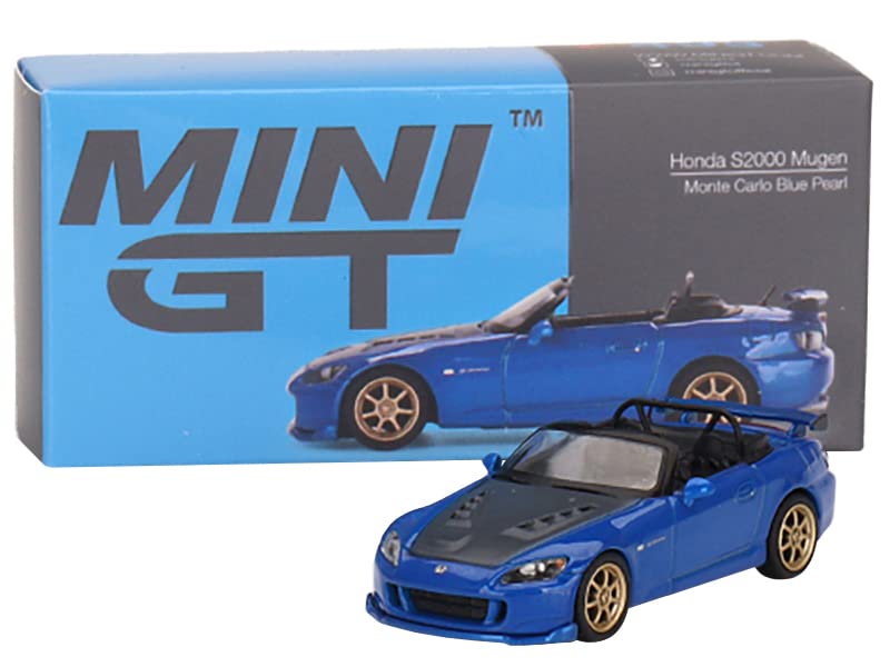 S2000 AP2 Mugen Convertible Monte Carlo Blue Pearl Metallic w/Carbon Hood Ltd Ed to 1200 pcs 1/64 Diecast Model Car by True Scale Miniatures MGT00493