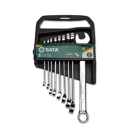 SATA 9 Piece  12 Point Combination Wrench Set | SAE sizes 1/4" - 3/4" | Off Corner Loading | ST09019G