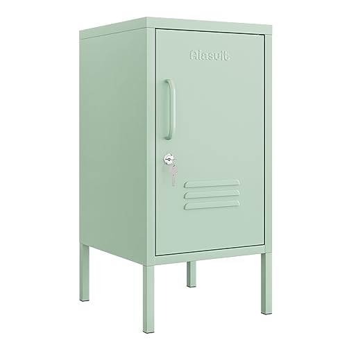 Aiasuit 2 Tiers Locker Safe Lockable Coffee Table Metal Locker Bedside Cabinet Children's Bedside Cabinet Green Size: 27.55”H x 13.78”W x 14.96”D
