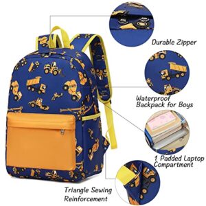 CAMTOP Backpack for Kids, Boys Preschool Backpack with Lunch Box Toddler Kindergarten Construction School Bookbag Set