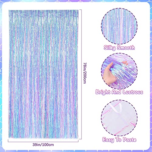 Winrayk 102Pcs Little Mermaid Birthday Decorations Party Supplies Girl Mermaid Balloon Arch Fringe Curtain Pearl String Birthday Banner Dolphin Shell Mermaid Tail Ocean Ariel Mermaid Party Decorations