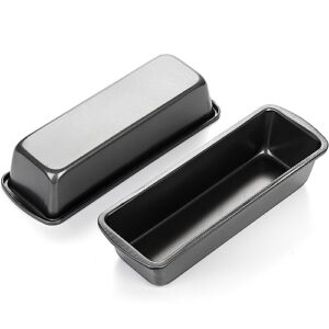 Coloch 4 Pack Metal Long Bread Loaf Pan, 10.8 x 3.7 Inch Carbon Steel Non-stick Toast Pan Tins Bakeware Bread Baking Mold for Banana Bread, Meatloaf, Lasagna, for Homemade, Dark Grey