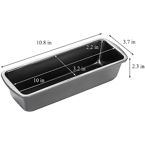 Coloch 4 Pack Metal Long Bread Loaf Pan, 10.8 x 3.7 Inch Carbon Steel Non-stick Toast Pan Tins Bakeware Bread Baking Mold for Banana Bread, Meatloaf, Lasagna, for Homemade, Dark Grey