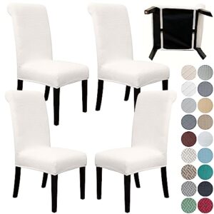 springrico 4 pack dining room chair covers with seat belt, stretch parsons chair slipcover washable kitchen dining chair cover removable seat protector set of 4, s1- off white
