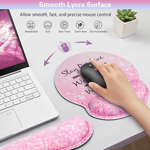 Qomalama 3-in-1 Mouse Pad with Wrist Rest Set,Wrist Support Mouse Pad+Keyboard Gel Wrist Rest+Cup Pad,Ergonomic Mouse Pad,Relieving Wrist Pain,Non-Slip,Computer Mouse Pad