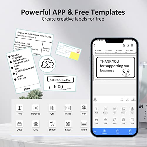 LERANDA Label Maker, Portable Bluetooth Thermal Label Printer for Barcode, Clothing, Organizing, Small Business, Office, Home, Easy to Use, Support with iOS & Android, with 1.96x1.18 inch Label