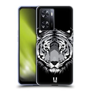 head case designs bengal tiger big face illustrated 2 soft gel case compatible with oppo a57s