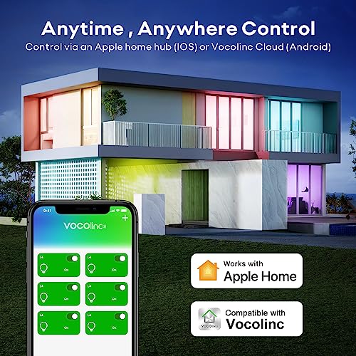 VOCOlinc Smart Light Bulb, 850 Lumens, E26 LED Smart Bulb 60 Watt Equivalent, A21, 2200K-7000K, Color Changing Light Bulb with Apple Homekit, Alexa, Google Home, 3 Pack