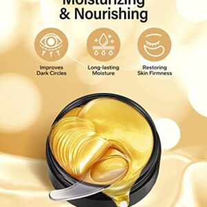 Komoko 24K Gold Under Eye Patches (60 Count), Skin Care, Golden Under Eye Mask Anti-Aging Collagen & Amino Acid, Eye Mask for Removing Dark Circles, Puffiness and Wrinkles, Refresh Your Under Eye Skin