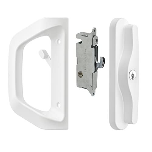 EASILOK Sliding Glass Door Lock, Patio Door Handle Set with Key Cylinder & Mortise Lock Patio Door Lock Replacement Convertible Fits Door Thickness from 1-1/2" to 2-4/25",3-15/16''Screw Hole Spacing