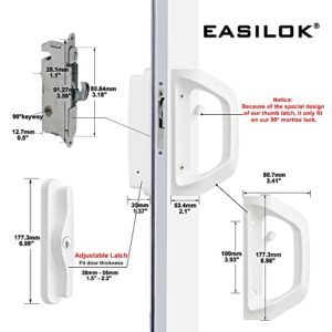 EASILOK Sliding Glass Door Lock, Patio Door Handle Set with Key Cylinder & Mortise Lock Patio Door Lock Replacement Convertible Fits Door Thickness from 1-1/2" to 2-4/25",3-15/16''Screw Hole Spacing